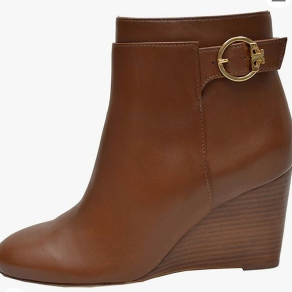 Tory Burch Sophia Wedge Heel Bootie Brown Size 11 - Picture 1 of 10